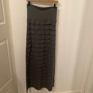 Gray Strapless Maxi Dress Ruffles